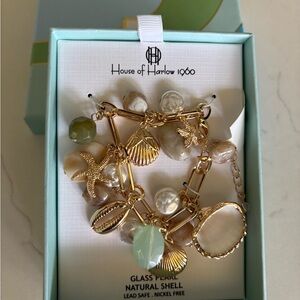 House of Harlow 1960 Gold and Green Nautical Charm Bracelet